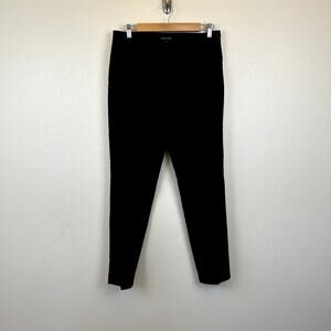 Eileen Fisher Pants Women 4 Black Tencel Stretch Trouser Cropped Career Side Zip